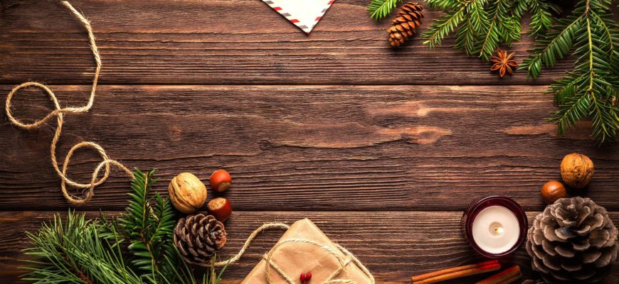 Holiday relics set against a wooden background
