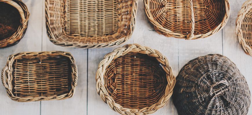 A variation of wicker baskets