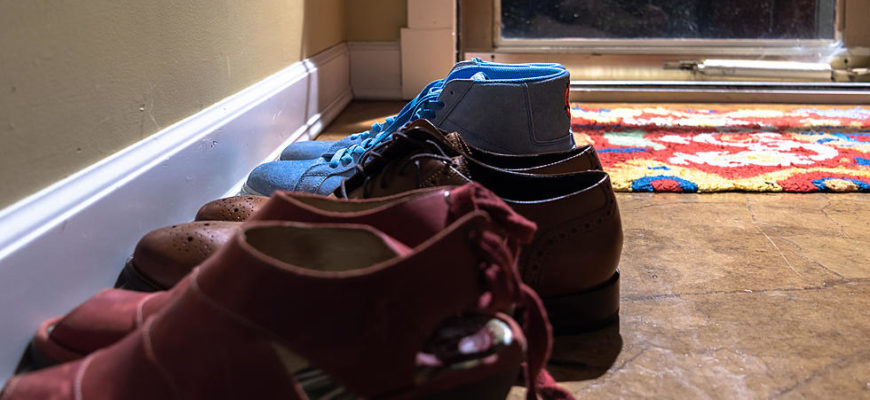 shoes against a wall