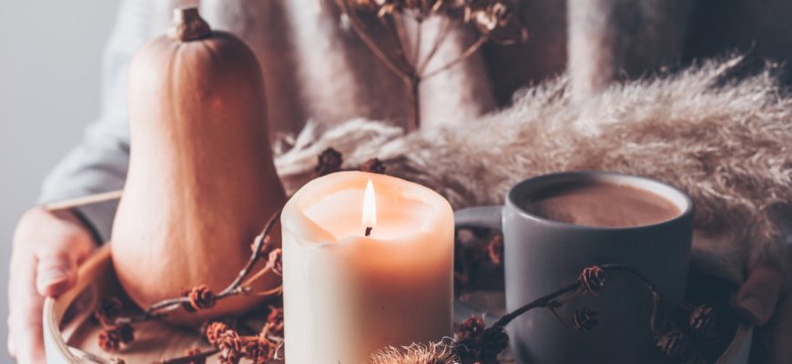 Various fall items on a platter