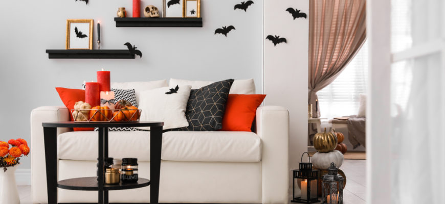 Modern,Room,Decorated,For,Halloween.,Idea,For,Festive,Interior