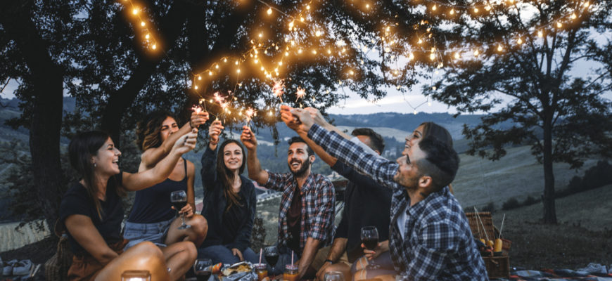 Group,Of,Friends,Making,Barbecue,In,The,Nature,-,Happy