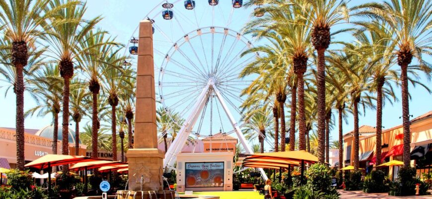 Irvine, California, United States - 09-01-2020: A view of the Giant Wheel ferris wheel attraction at Irvine