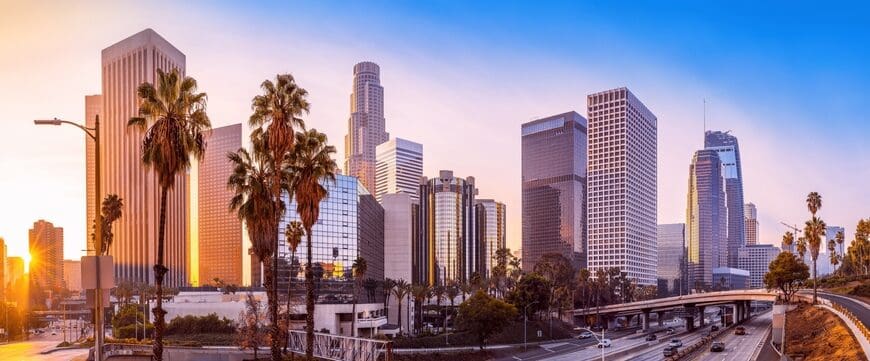 The,Skyline,Of,Los,Angeles,During,Sunrise
