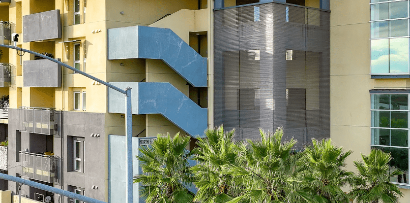 exterior view of the apartment building