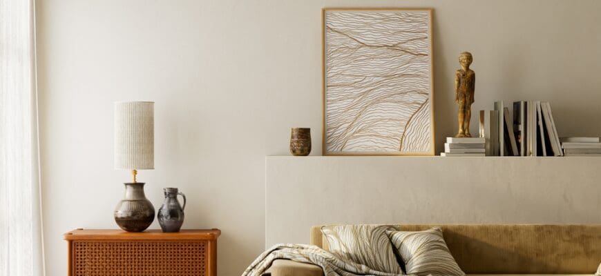 Warm,Beige,Japandi,Interior,Design,Featuring,Wooden,Furniture,,Cozy,Textures,